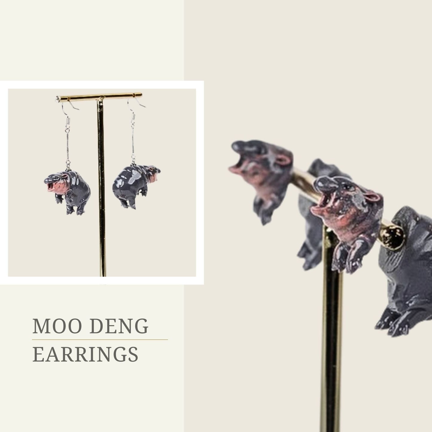 Moo Deng Earrings